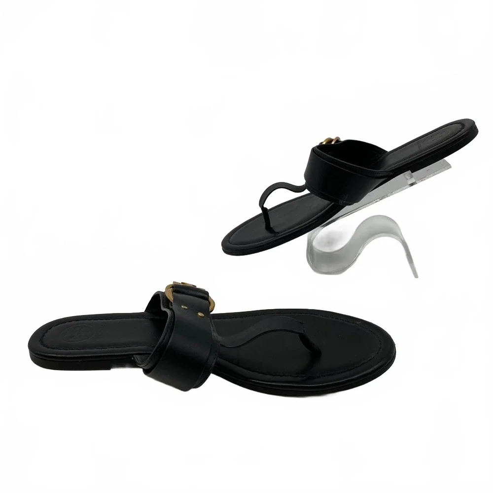 Tory Burch Black Leather Sandals | Marsden Buckle, Women’s US9